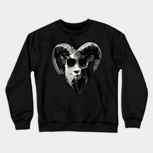 Thug Ram With Glasses animal art Crewneck Sweatshirt